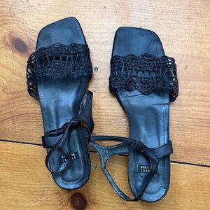 Stuart Weitzman Black Lace Sandals. Size 8